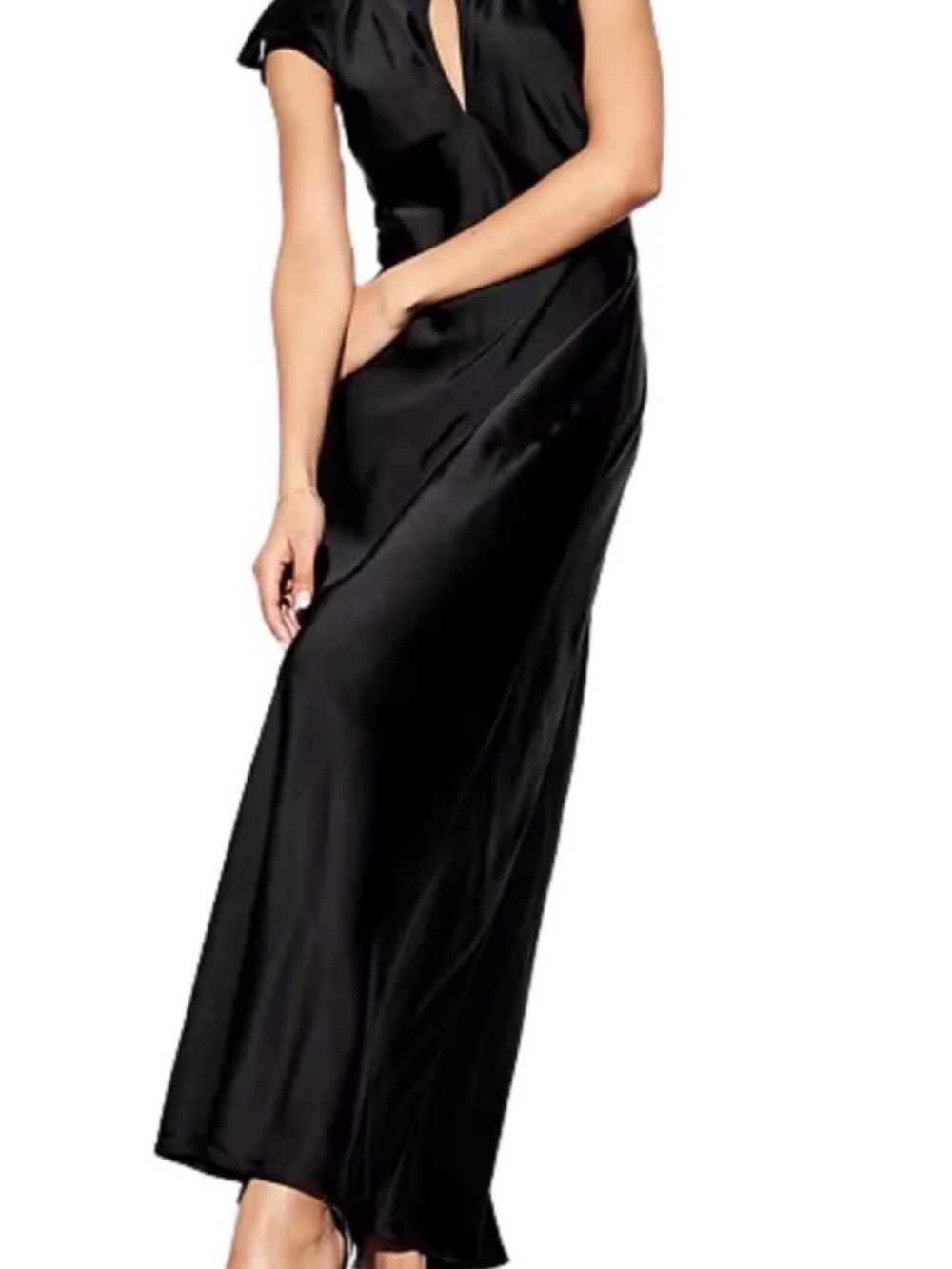 Old Navy Black Satin Wedding Guest Maxi Dress